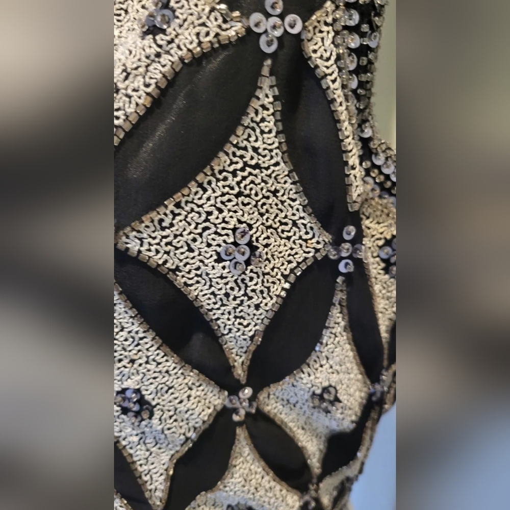 Vintage 100%PureSilk Mark & John by Gopal Dress M Sequins Beaded Long Maxi Gown - Picture 11 of 15